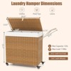 Costway Laundry Hamper w/Wheels & Lid, 125L 3-Section Clothes Hamper w/2 Liner Bags - 3 of 4