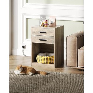 GALAXHERO Nightstand Set of 2 with Charging Station, Modern Bedside Tables with 2 Drawers, Wood End Tables for Bedroom or Living Room - 1 of 4