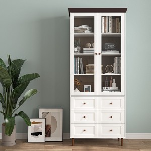 Kumasinova 78.7" Kitchen Storage Cabinets with Glass Doors,Pantry Cabinet with Adjustable Shelves,Storage Cabinet for Kitchen,Living Room,White - 1 of 4