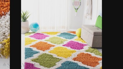 Ivory Multi-Color Shag Kids Area Rug
