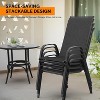 VINGLI Patio Chairs Set of 4 – Stackable Outdoor Dining Chairs with Comfortable Sling High Back Chairs and Armrests, Black - 4 of 4