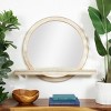 Olivia & May 30"x36" Mango Wood 1 Shelf Wall Mirror with Silver Beaded Outline Light Brown: Round Mirror for Hallway Decor - 2 of 4