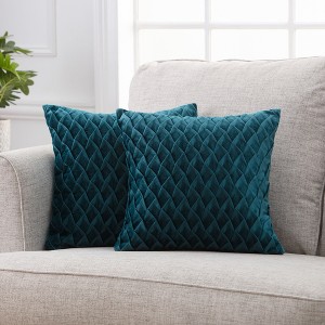 Chanasya Gem Pleated Textured Velvet Throw Pillow Cover - 2-Piece Set - 1 of 4