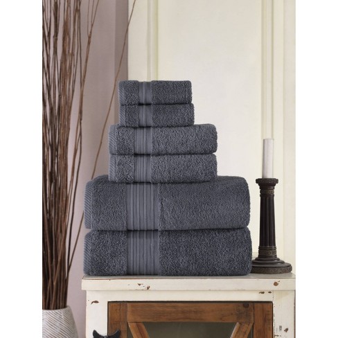 Aegean 100% Turkish Cotton 6 Piece Towel Set Gray