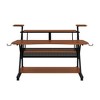 Synthetic Wood Modern Rectangular Music Desk with Speaker Shelves and Cable Management - 4 of 4