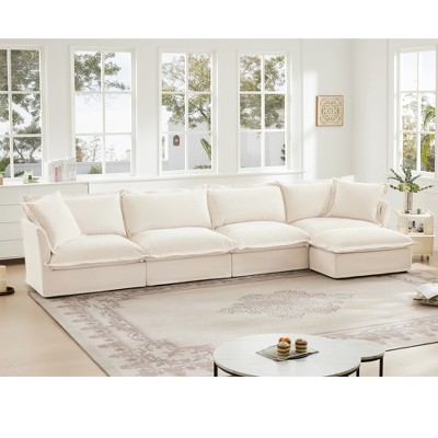 NicBex Couches for Living Room Single Deep Seat Sofa Couch Fabric Slip-covered Armchair with 1 Big Back Cushion and 2 Big Toss Pillows