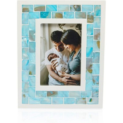 Okuna Outpost Blue Seashell Beach Picture Frame for 4 x 6 Inch Photos (10 x 8.6 x 0.43 in)