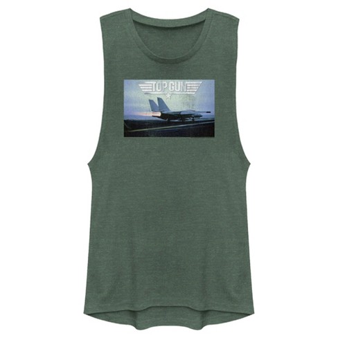 Juniors Womens Top Gun Fighter Jet Ready for Takeoff Distressed Festival Muscle Tee - image 1 of 4