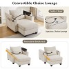 37.4" Corduroy Convertible Chaise Lounge Chair with USB Ports, Storage & Cup Holders, Reclining Armchair for Living Room Bedroom-3irtyhousy - 2 of 4