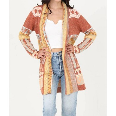 Women's Cozy Aztec Cardigan Sweater - ANGIE