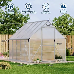 Polycarbonate Greenhouse for Outdoors, Large Walk-InGreenhouse with Quick Setup Structure and Roof Vent, Greenhouse with Ventilation - 1 of 4