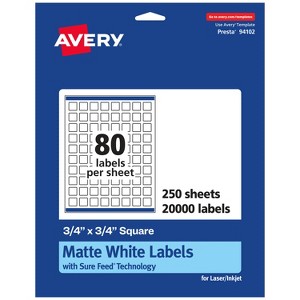 Avery Matte White Square Labels, 3/4" x 3/4" - 1 of 4