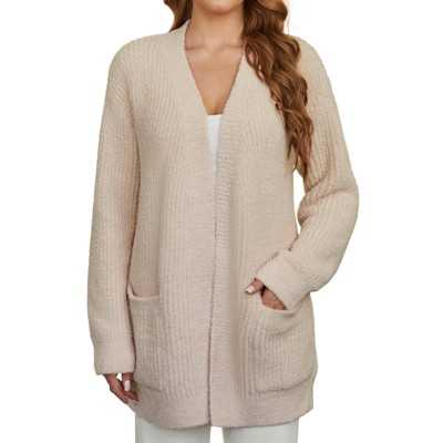 Snuggle Sac Women’s Open Front Cardigan with Pockets Soft Long Sleeve Knit Sweater for All Seasons
