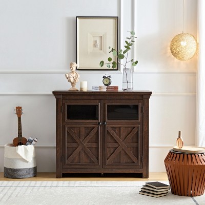 NicBex Vintage Style Sideboard,Kitchen Storage Cabinets with 2/3 Cabinet Doors and a Shelf,Gray/Espresso