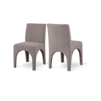 Meridian Furniture,Gramercy Linen Textured Fabric Dining Chair, Set of 2