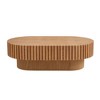 43.70Inch Modern Handcraft Drum Coffee Table Oval Coffee Table for Living Room, Small Wooden Coffee Table with Sturdy Pedestal for Office - 2 of 4