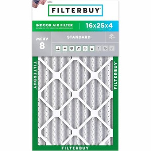 Filterbuy 16x25x4 Air Filter (1-Pack), Pleated MERV 8 Dust Defense Replacement HVAC AC Furnace Filters (Actual Size: 15.50 x 24.50 x 3.63) - 1 of 4