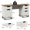Acekool 59" Farmhouse Executive Desk with File Drawer, Storage Cabinet & 3 Drawers, Wooden Computer Table for Work and Study - 3 of 4