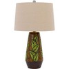 Cal Lighting 150W 3 way Hanson ceramic table lamp with hardback taper linen drum shade - 3 of 3