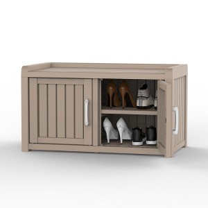 CAVINAS Shoe Cabinet, Storage Bench with Doors for Entryway & Hall - 1 of 4