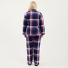 Anna-Kaci Lounge Women's PLus Size 2-Piece Set Plaid Flannel Pajamas with Button-Front Long Sleeve Top and Soft Relaxed Fit Pants - 4 of 4