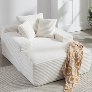 67" Corduroy Chaise Lounge Chair with Wide Armrest, Oversized Deep Seat Convertible Boneless Sofa for Living Room, No Assembly-3irtyhousy - 1 of 4