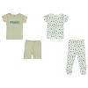 Cutie Pie Baby Gender Neutral Toddler and Infant Pajama Sleeper Matching Set Shorts and Long 4 PC Set Avocado Green Size 18M - 2 of 2