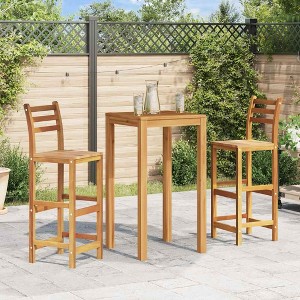 vidaXL Bar Chair Set of 2 Natural Wood Solid Acacia Wood Large - 1 of 4