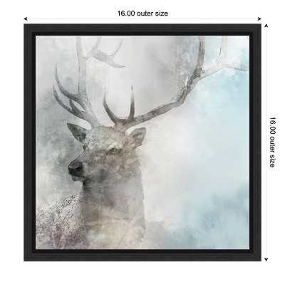 Mystical Stag Abstract Canvas Wall Art in Gray and White