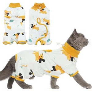 Cat Surgery Recovery Suit Female Male Soft Onesie, Abdominal Wounds Anti-Licking Pajama for Small Pets, Kitten Surgical Collar Cone Alternative Shirt - 1 of 4