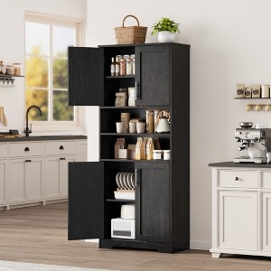 Storage Cabinet with Adjustable Shelves and Glass Doors ,Cupboard for Living Room,Freestanding Kitchen Pantry Cabinet,Bathroom Cabinet - 1 of 4