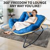 Sapphtopaz Modern Accent Chair Large Rocking Chair with Upholstered Lounge Chair with Rattan Wicker Egg Chairs for Living Room, Bedroom, Porch - 4 of 4