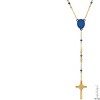 Steeltime 26" two tone blue ip and 18k gold plated stainless steel rosary - 3 of 4