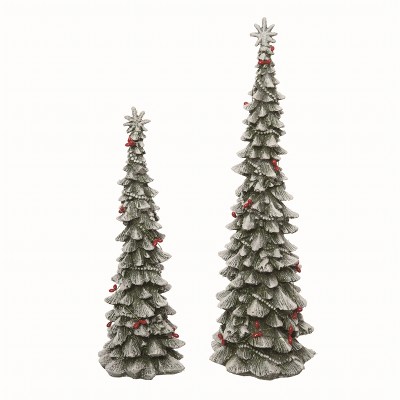 Transpac Resin Multicolor Christmas Merry Trees Set of 2