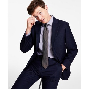 Tommy Hilfiger Mens Modern-Fit Th Flex Stretch Plaid Wool Blend Two Button Blazer Jacket - 1 of 1