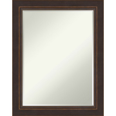 Amanti Art Lara Bronze Petite Bevel Wood Bathroom Wall Mirror 28.5 x 22.5 in.