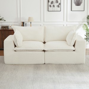 Loveseat Corduroy Cloud Boneless Sofa with Modular Sectional Design and Oversized Comfort - 1 of 4
