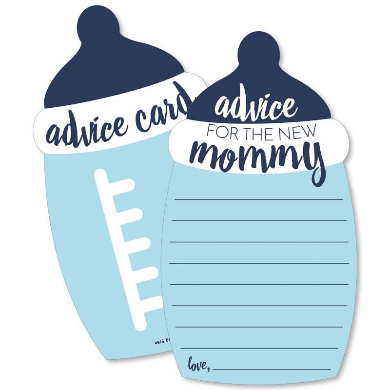 Big Dot of Happiness Baby Boy - Blue Bottle Baby Shower Advice Cards - Set of 20, 1 of 6