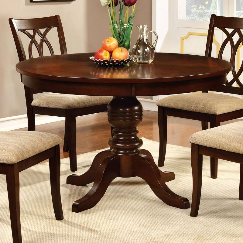 Round Table Top with Pedestal Dining Table Wood/Brown Cherry - HOMES: Inside + Out, 4 of 8