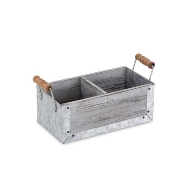 Cheung's Albina Wood & Galvanized Gray Organizer - 2 Slots