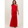 Pinkblush Red Ruched Mesh One Shoulder Maternity Maxi Dress - 2 of 4