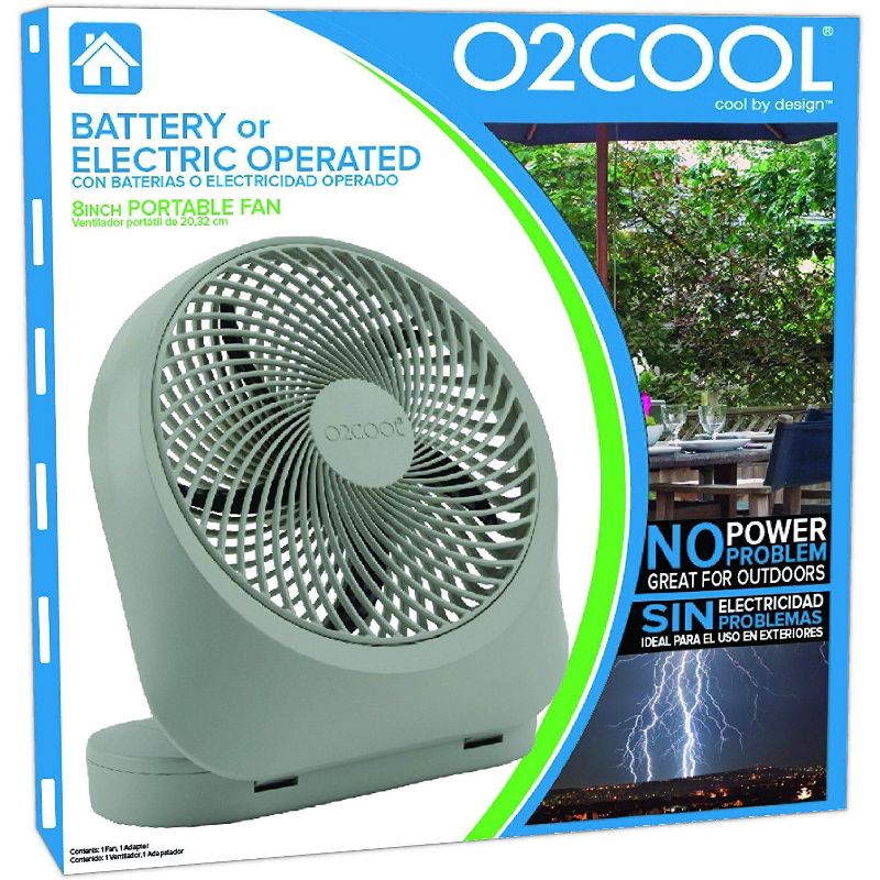 O2COOL Fan 8 inch Battery or Electric Operated Indoor/Outdoor Portable Fan with AC Adapter, Tilts 90 Degrees, 4 of 5