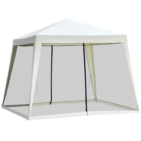 Kauwgom Vijfde Maak het zwaar Outsunny 10'x10' Outdoor Party Tent Canopy With Mesh Sidewalls, Patio  Gazebo Sun Shade Screen Shelter, Beige : Target