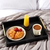 Juvale Decorative Wood Serving Tray with Handles and Coasters, Black, 16.5 x 12.2 x 3.1 In - 2 of 4