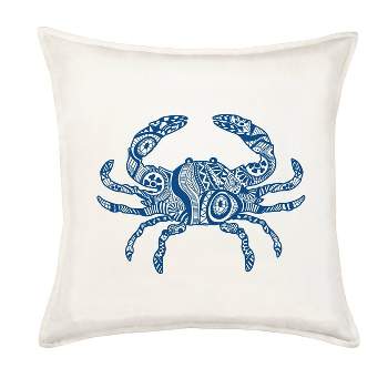 Kensington Garden 20"x20" Oversize Crab Cotton Canvas Square Throw Pillow Blue