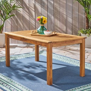 Okak Outdoor Expandable Dining Table Side Tables with Acacia Wood Frame Portable Patio End Table Outdoor&Indoor for Garden Balcony Yard Pool, Natural - 1 of 4