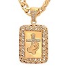 Steeltime 30" Men's 18k gold plated stainless steel prayer hands and cross pendant with simulated diamonds - 2 of 4