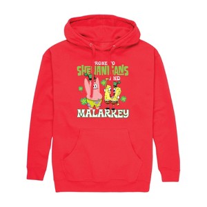 Men's - SpongeBob Squarepants - Prone To Shenanigans And Malarkey Graphic Fleece Pullover Hoodie - 1 of 4