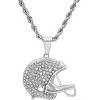 Steeltime 24" Men's stainless steel and simulated diamonds football helmet pendant - 2 of 4