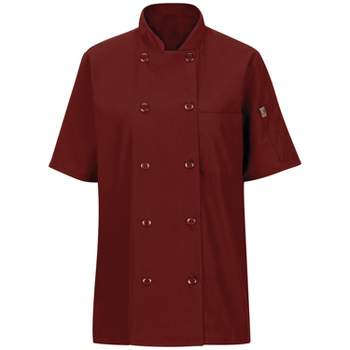 Red Kap Women's Short Sleeve Chef Coat With Oilblok + Mimix, Fireball Red - 3X Large